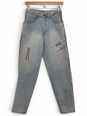 Vintage Bugle Boy USA Flag Patriotic Mom Jeans 28W x 31L High Rise